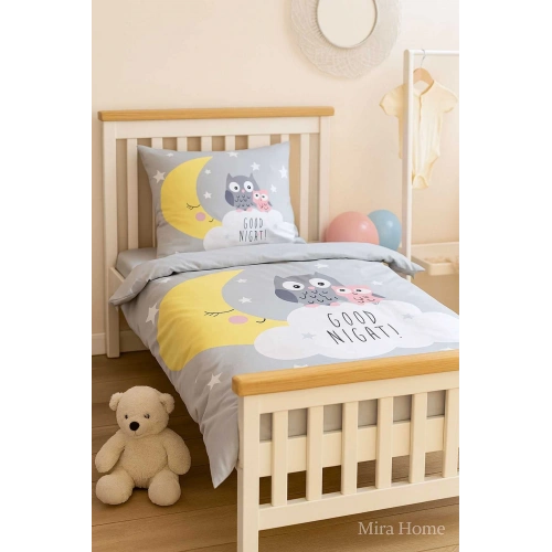 Newborn Girl / Boy Unisex Baby Bedding Set 100% Cotton Good Night Grey