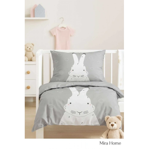 Newborn Girl / Boy Unisex Baby Bedding Set 100% Cotton Grey Rabbit