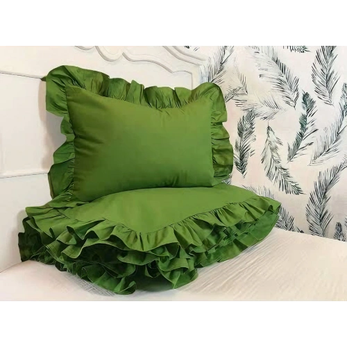 Yeşil fırfırlı çift kişilik nevresim takımı