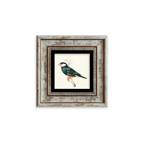 Yeşil Kuş Çerçeveli Taş Tablo 20 cm