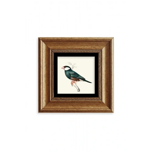 Yeşil Kuş Çerçeveli Taş Tablo 20 cm