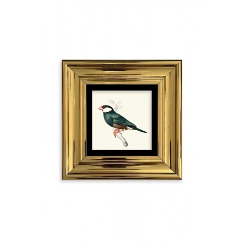 Yeşil Kuş Çerçeveli Taş Tablo 20 cm