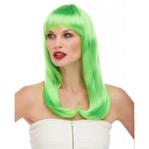 Yeşil Renk Uzun Düz Parti Peruğu (5365)