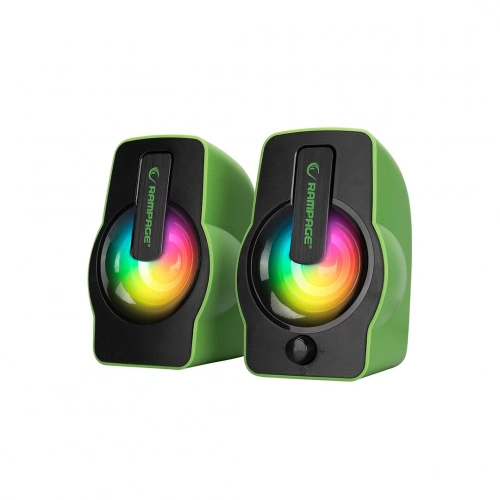 YEŞİL - RGB IŞIKLI 1+1 HOPARLÖR SPEAKAER SET USB KABLO 2.0 MULTİMEDYA - 6W (5365)