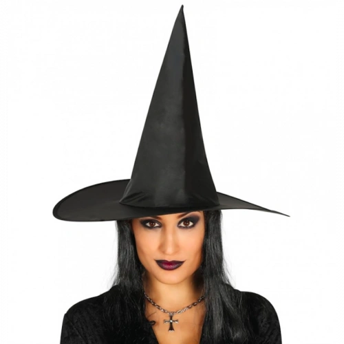 Yetişkin Boy Siyah Cadı Şapkası ve Uzun Siyah Cadı Peruğu