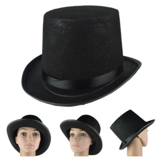 Adult Size Black Felt Wizard Fedora Hat