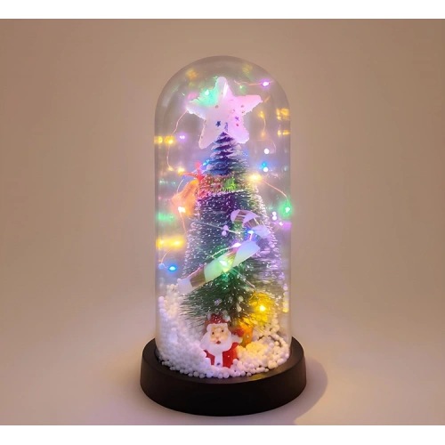 Yılbaşı Temalı Işıklı Dekoratif Cam Fanus - Model 1