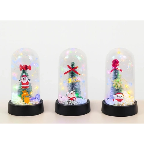 Yılbaşı Temalı Işıklı Dekoratif Cam Fanus - Model 2