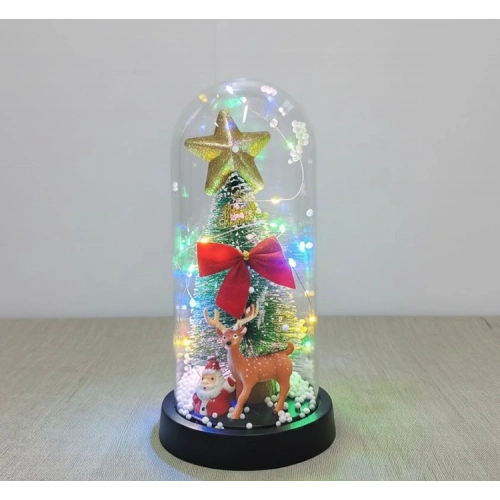 Yılbaşı Temalı Işıklı Dekoratif Cam Fanus - Model 5