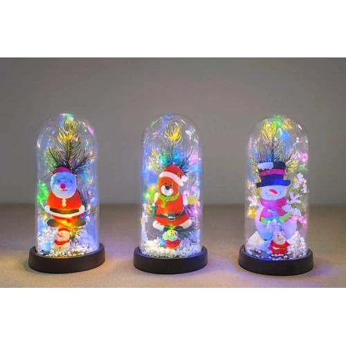 Yılbaşı Temalı Işıklı Dekoratif Cam Fanus - Model 8