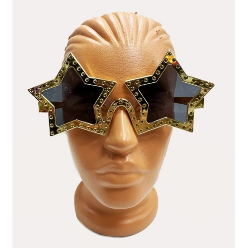 Star Shaped Shiny Metalized Party Glasses Gold Color 16X7 cm (5365)