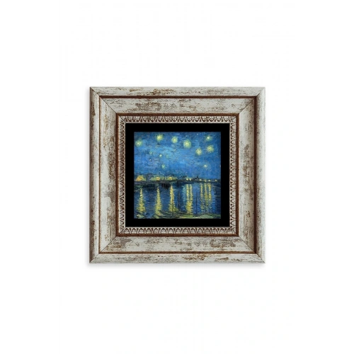 Yıldızlı Gece Çerçeveli Taş Tablo 20 cm