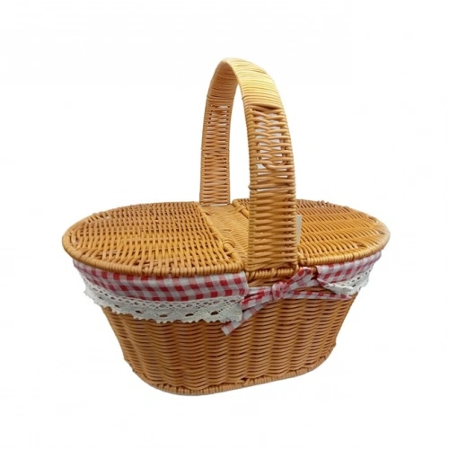 Round Lid Wicker Picnic Basket