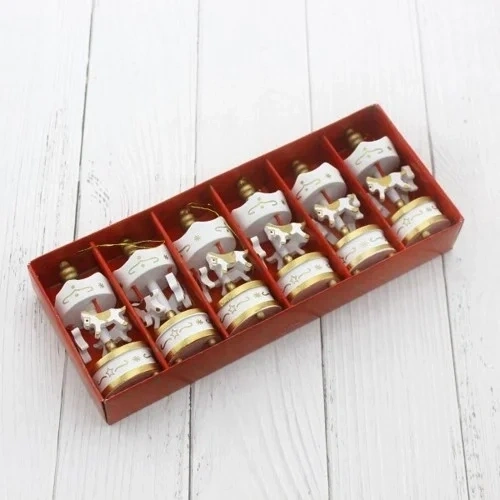 Zarif Beyaz Mini Atlı Karınca 6lı Set Dekoratif Süs