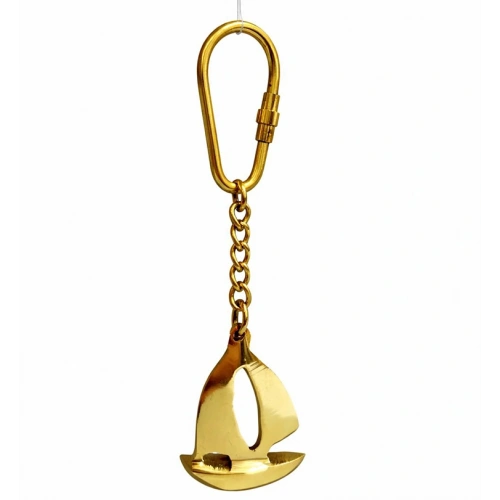 Zarif Yelkenli Tasarım Pirinç Anahtarlık