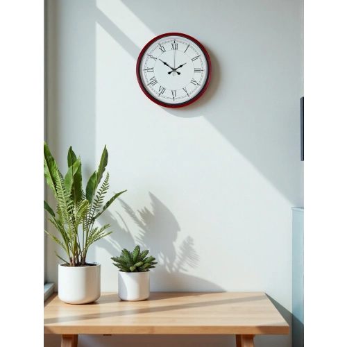 Zentime 36 Cm Kırmızı Dekoratif Duvar Saati