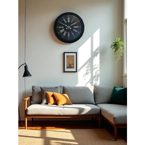 Zentime 40 Cm Siyah Şık Duvar Saati