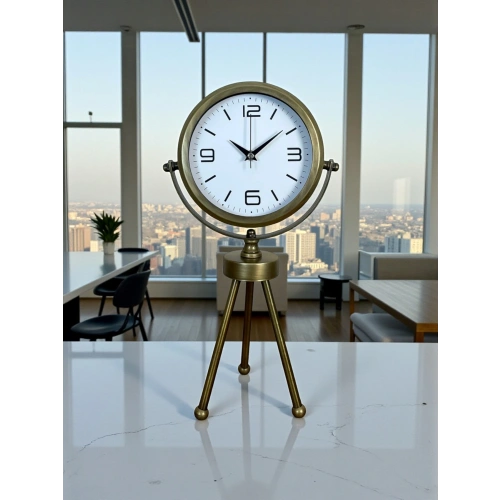 Zentime Eskitme Vintage Üç Ayaklı Masa Saati