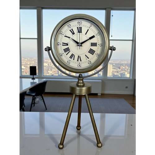 Zentime Eskitme Vintage Üç Ayaklı Masa Saati