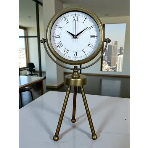 Zentime Eskitme Vintage Üç Ayaklı Masa Saati