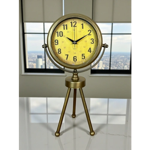 Zentime Eskitme Vintage Üç Ayaklı Masa Saati