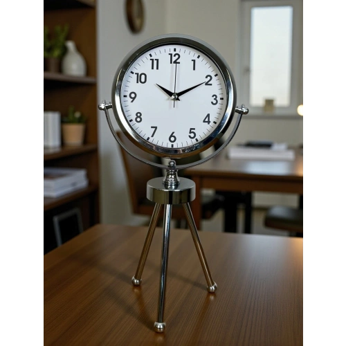 Zentime Krom Şık Üç Ayaklı Masa Saati