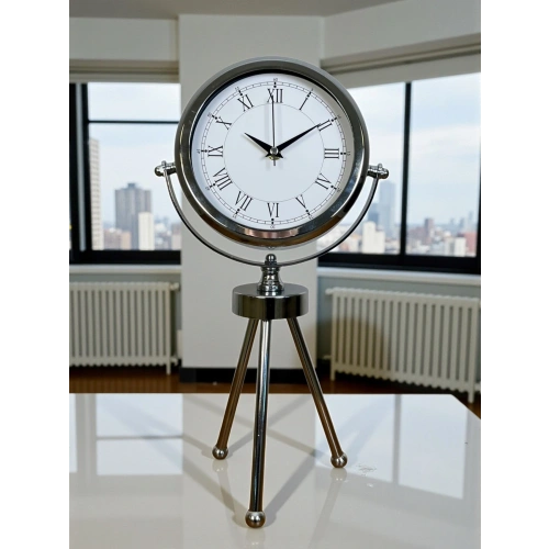 Zentime Krom Şık Üç Ayaklı Masa Saati