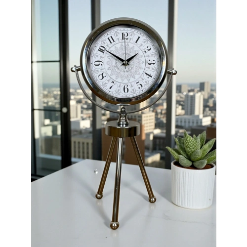 Zentime Krom Şık Üç Ayaklı Masa Saati