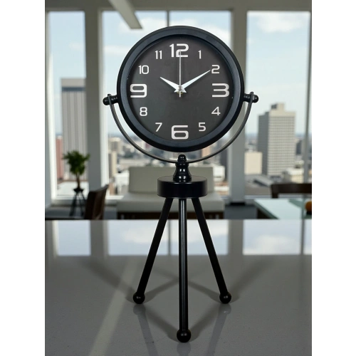 Zentime Siyah Zarif Üç Ayaklı Masa Saati