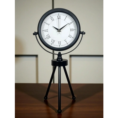 Zentime Siyah Zarif Üç Ayaklı Masa Saati