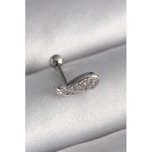 Zirkon Taşlı Çelik Kanat Tragus Piercing 6mm