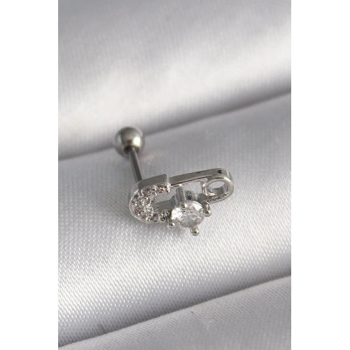 Zirkon Taşlı Çelik Toplu İğne 6mm Tragus Piercing