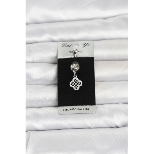 Zirkon Taşlı Sallantılı Yonca Piercing 1 Adet