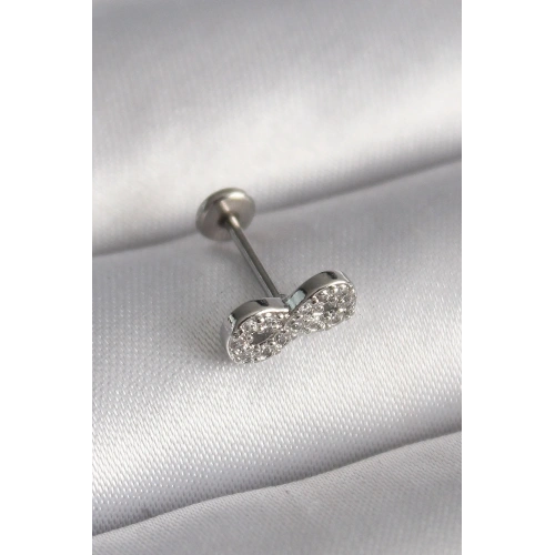 Zirkon Taşlı Sonsuzluk Piercing 6mm Çelik