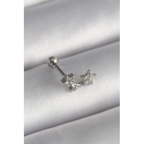 Zirkon Taşlı Yıldız Tragus Piercing 6mm 1.2mm Çelik