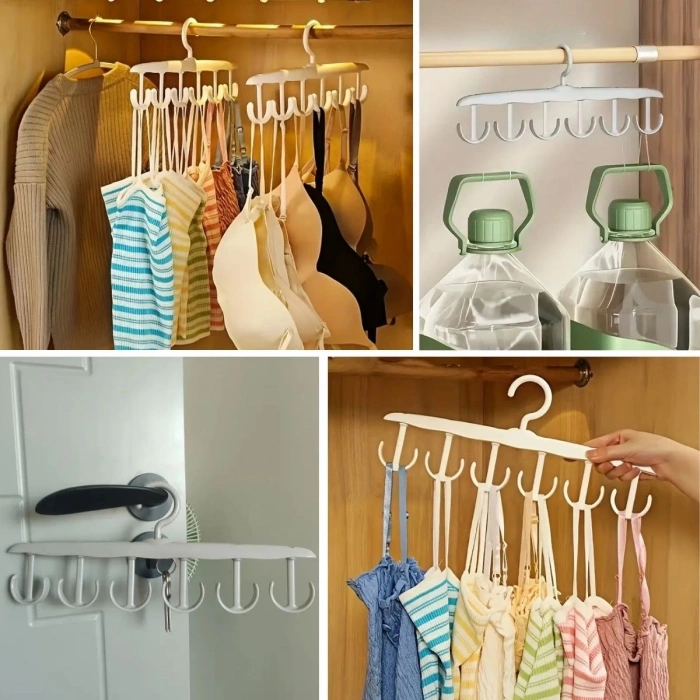 1 Adet Yer Tasarruflu 6 Kancalı Plastik Dolap İçi Düzenleyici Pratik Askı (5365)