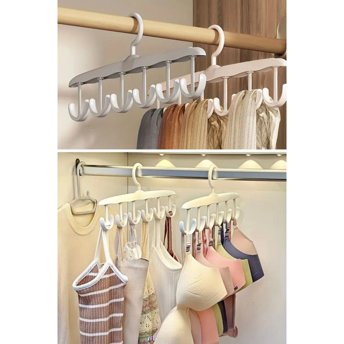 1 Adet Yer Tasarruflu 6 Kancalı Plastik Dolap İçi Düzenleyici Pratik Askı