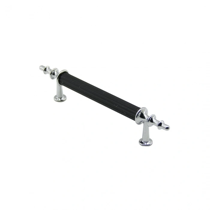 10 PIECES CHROME - BLACK PIPE HANDLE 9.6CM (5365)