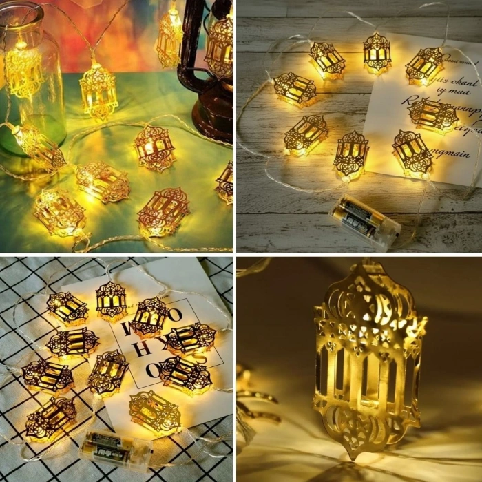 10 Hanging Ramadan Lantern LED Lights – Battery-Powered 2 Meter Ramadan Decoration, Islamic Decoration, Decorative Ambient Lighting for Home and Venues (5365)