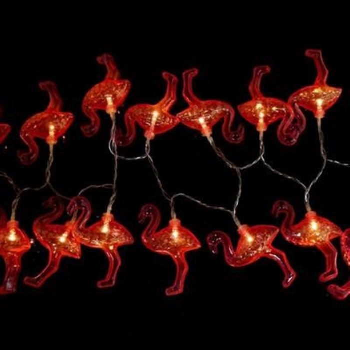 10&apos;lu Pilli Led Flamingo Dekoratif Işık Zinciri Aydınlatma 1,5 Mt (5365)