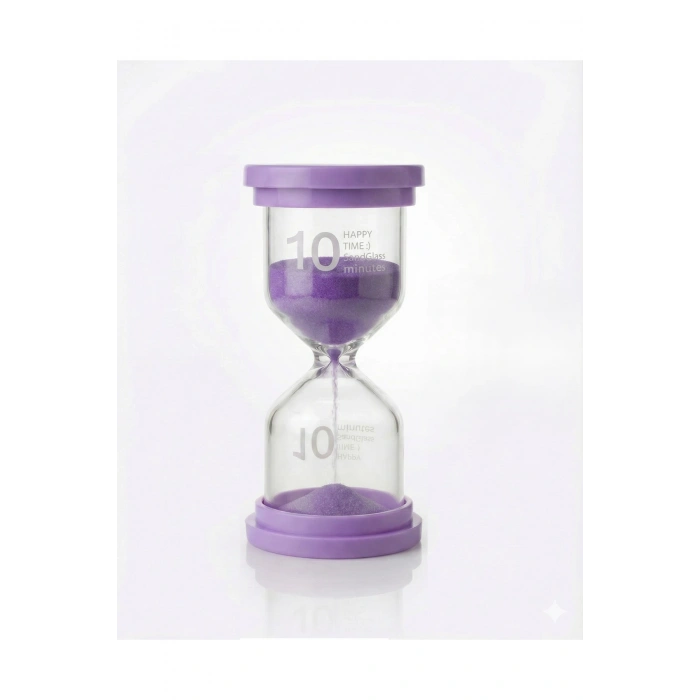 10 Dakika MOR Kum Saati - Dekoratif Cam Zamanlayıcı -Mutfak, Ders ve Oyun Süre Ölçer