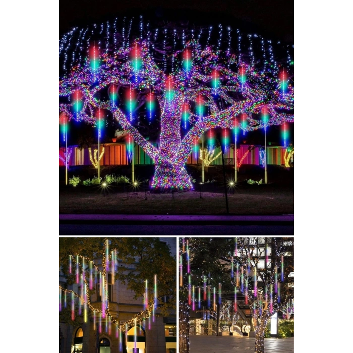 10lu 45 CM Uzunluğunda Plastik Meteor 2m Kablo LED USB RGB Ağaç Işığı – Renk Değiştiren Asmalı Dekoratif Bahçe ve Dış Mekan Aydınlatması