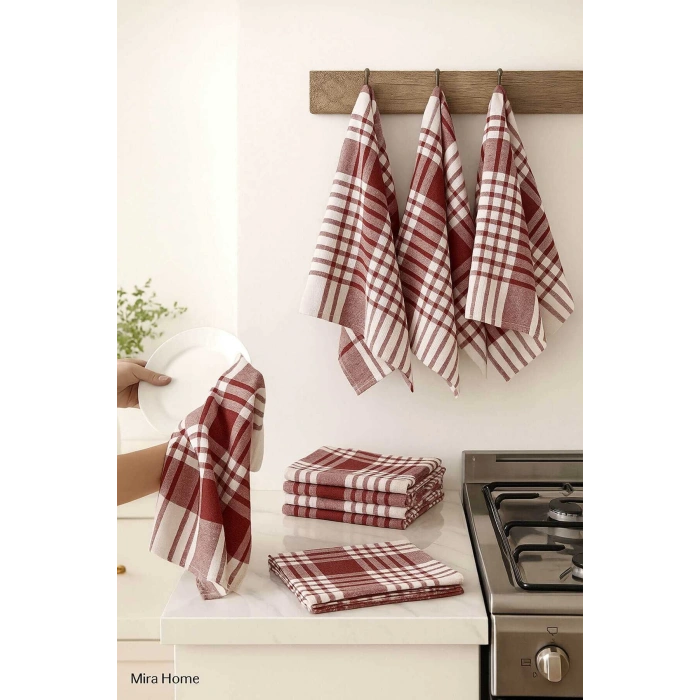 10 lu Lüks Bulaşık Kurulama Bezi ve Mutfak Peçetesi 50x70 Cm Daily Bordo