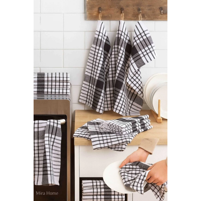 10 lu Lüks Bulaşık Kurulama Bezi ve Mutfak Peçetesi 50x70 Cm Daily Siyah