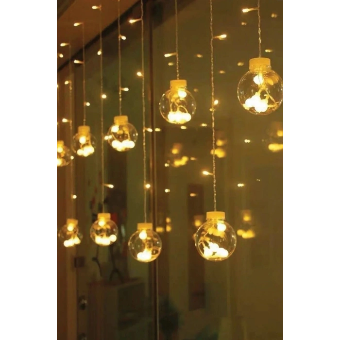 10 Sarkıtlı Kumandalı Dekoratif Top İçi Mini Toplu LED Günışığı Rengi Dekoratif Aydınlatma