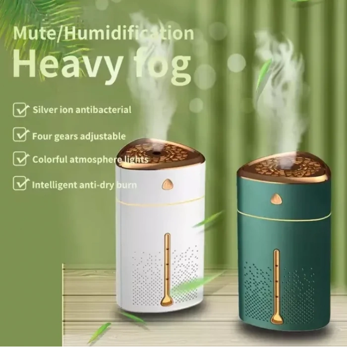 1000 ML Ultrasonik Hava Nemlendirici Işıklı Buhar Makinesi Ve Aroma Difüzörü (5365)