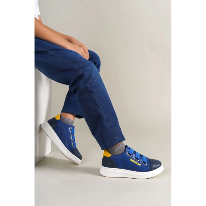 1007 Montana Kids Shoes Navy-Blue-Yellow
