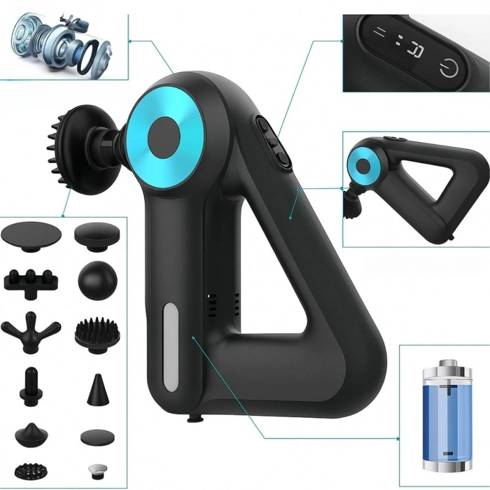 12 Different Headings Professional Massage Gun - Muscle Relaxant and Fatigue Relieving Massage Device (5365)