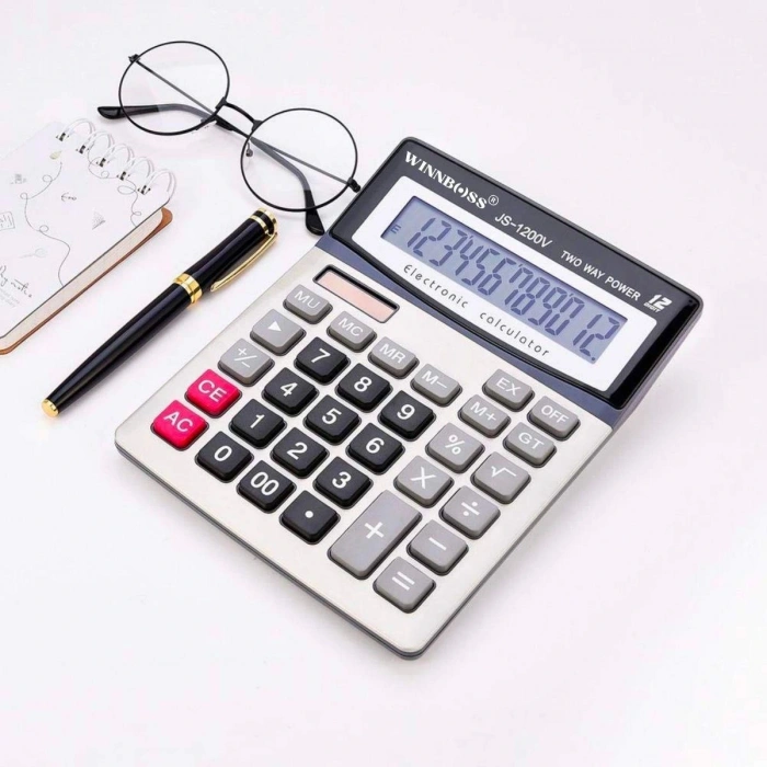 12 Haneli Geniş LCD Ekran, Pilli Büyük Düğmeli Hesap Makinesi (5365)