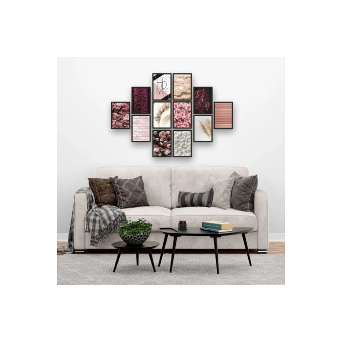 12 Parça Çerçeve Görünümlü Mdf Tablo Seti